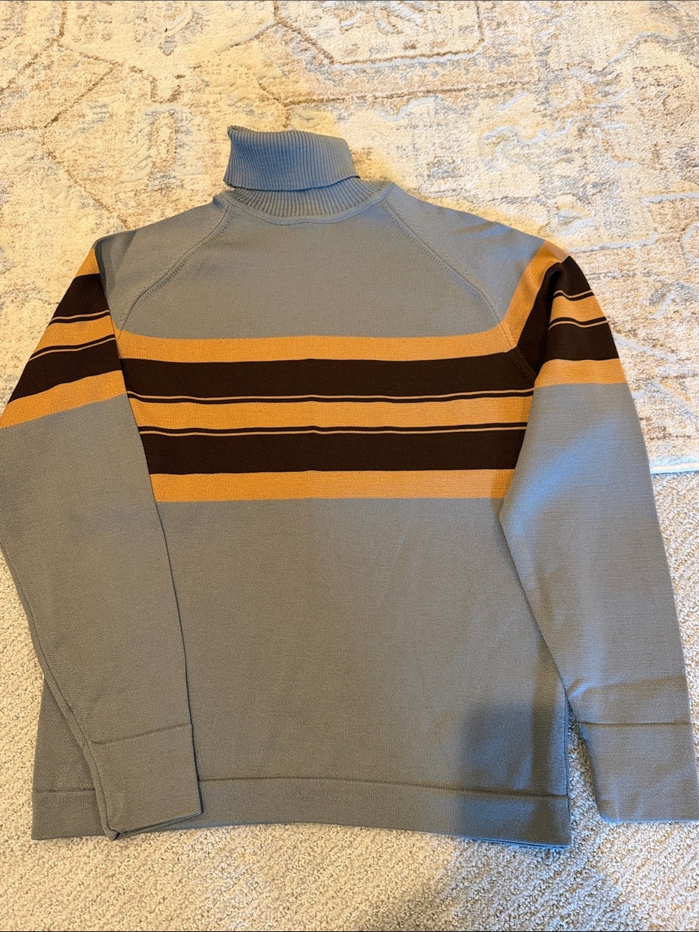 Vintage 60s 70s Donegal Coleseta Mod Striped Turtleneck Sweater USA size M Men’s